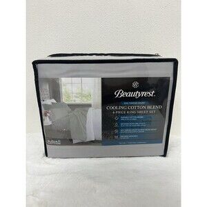 Beautyrest 4 PC 1000 Thread Count Temperature Cotton Blend KING Sheet Set Grey